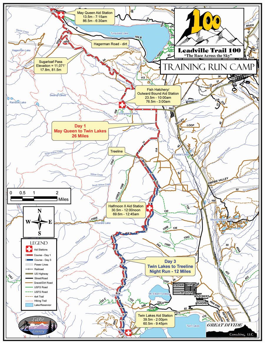 Leadville Trail 100 Training Camp Map Day 1 and 3 - Leadville Race Series